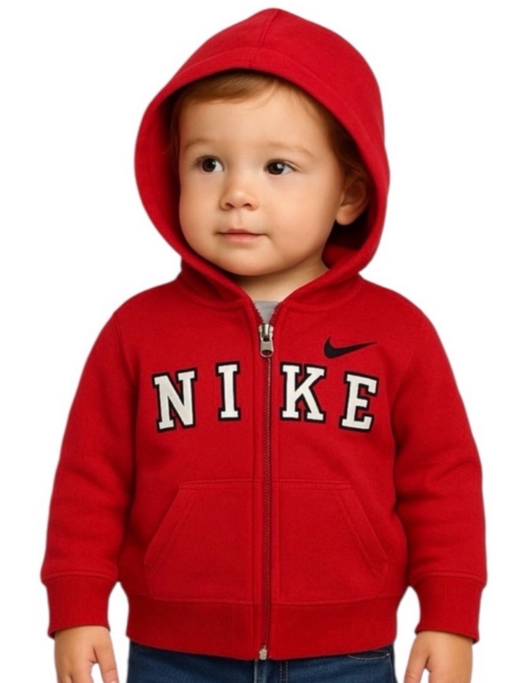 Nike Toddler Red Full Zip Fleece Hoodie Logo Sweatshirt Size 2T